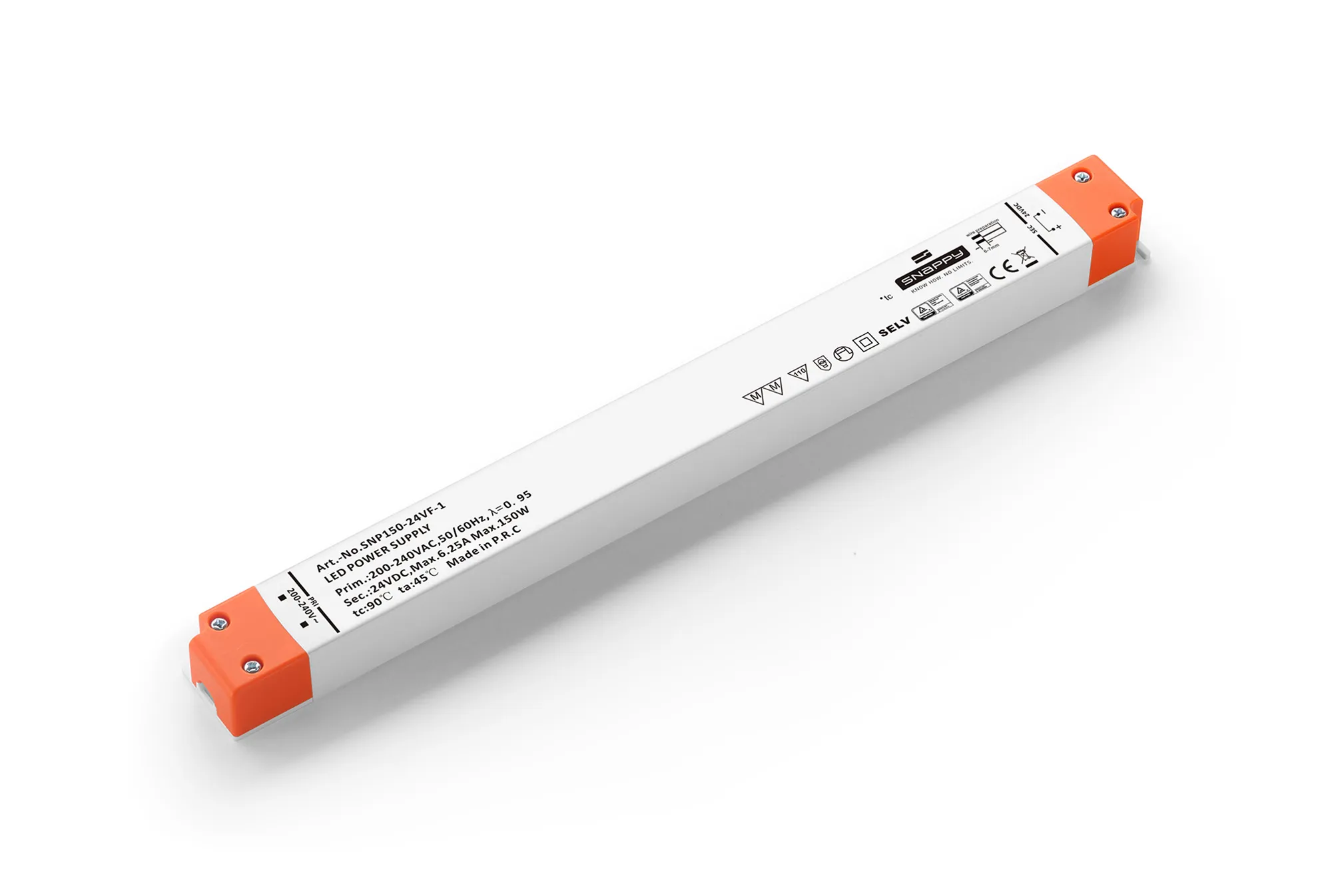 SNP, 150W Constant Voltage Non-Dimmable LED Driver 24VDC 6.25A IP20. SNP150-24VF-1  Snappy SNP